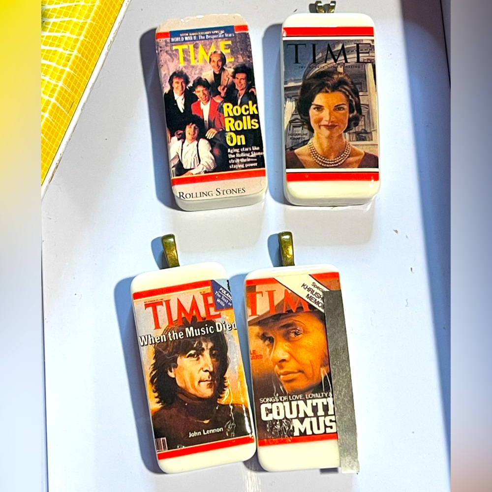 Vintage Time Magazine Handmade Domino Pendants Memorabilia